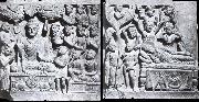 unknow artist Relief from Gandhara with the-first preaching in first preaching in the deer camp-and the death of Buddha, Kushana. oil painting picture wholesale